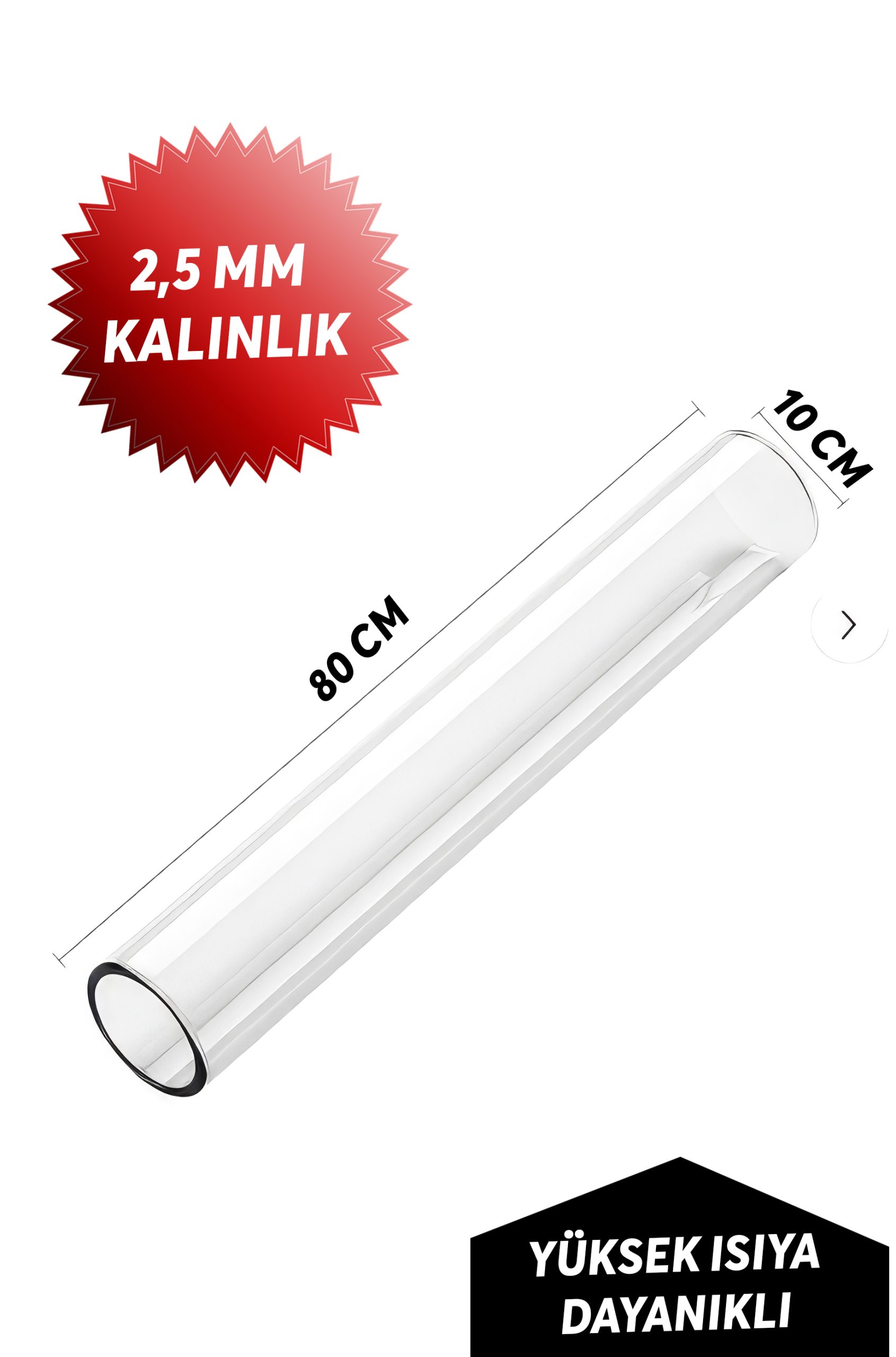 Pelet Sobası Boru Camı 80CM