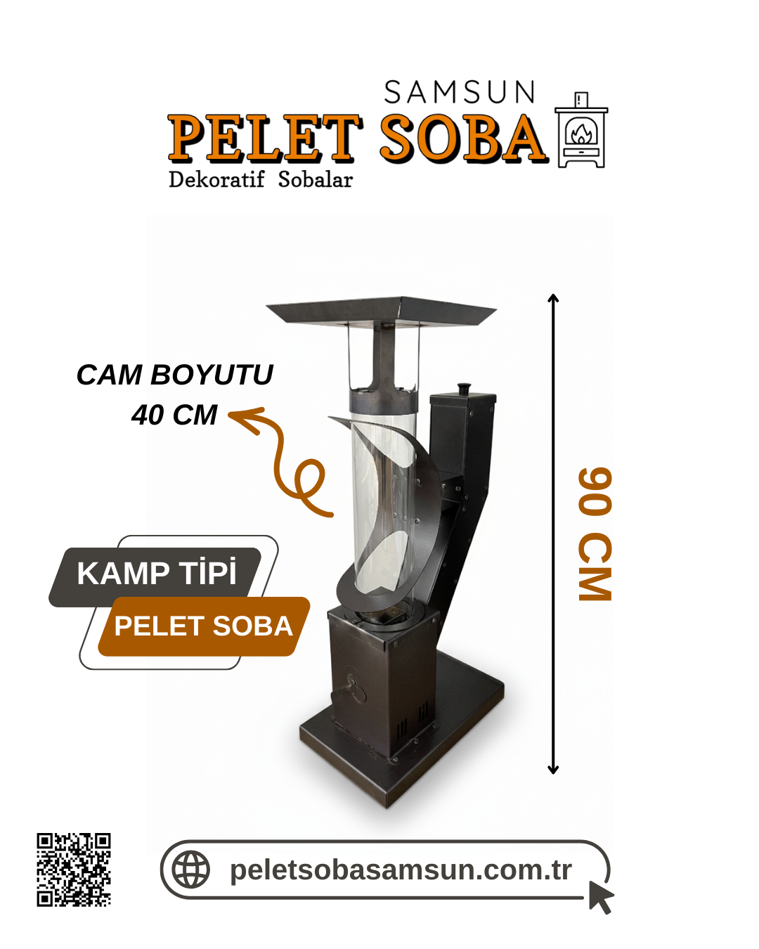 Kamp Tipi 90 CM Pelet Soba