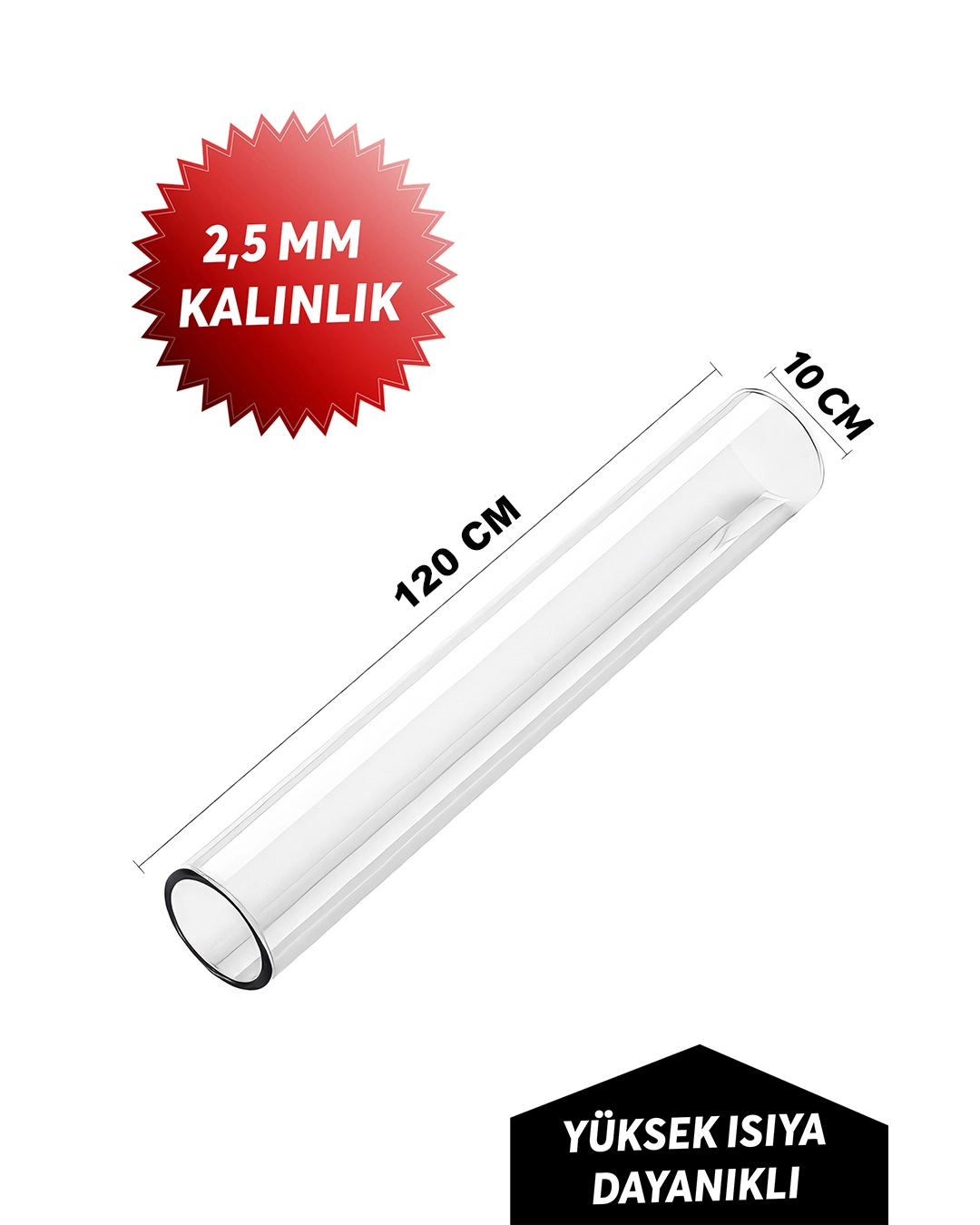 Pelet Sobası Boru Camı 120CM