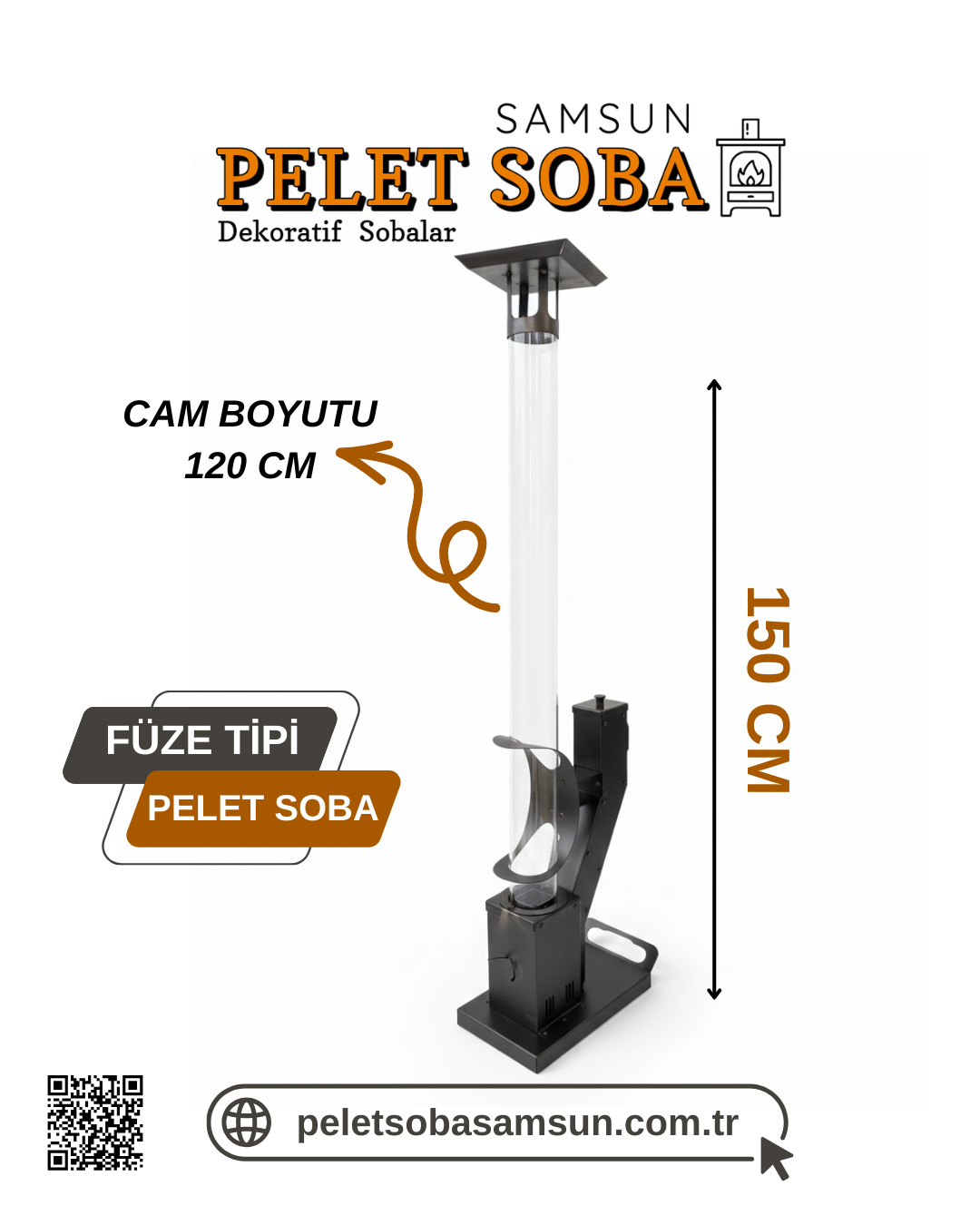 Füze Tipi Pelet Soba 150 CM En Büyük Boy